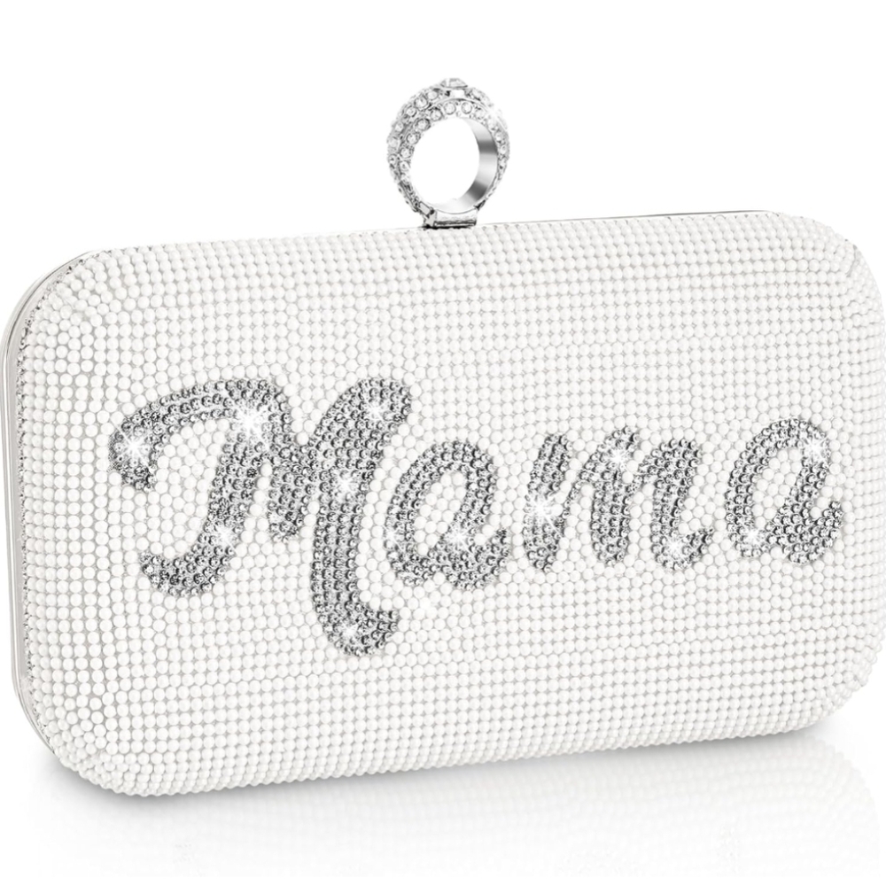 Mama Elegant White and Silver Clutch
